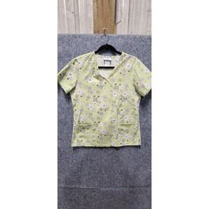 SB‎ Scrubs Butterflies & Green Flowers Pullover w/front pockets Size S/CH